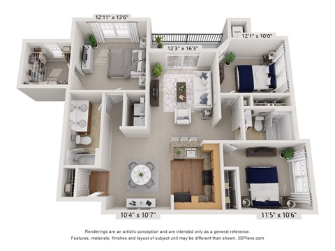 A floorplan of an apartment home